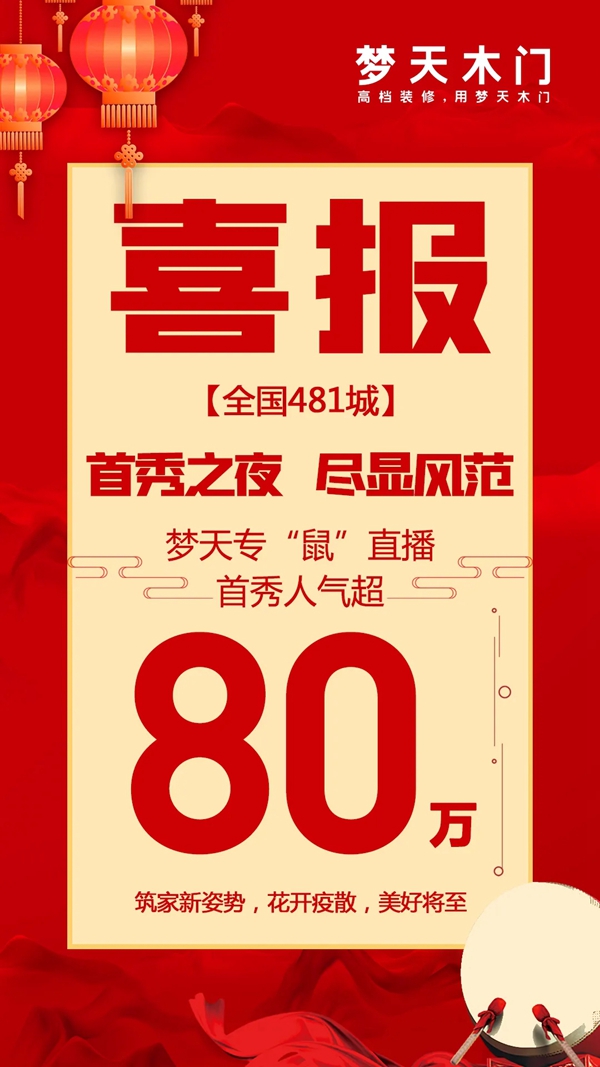 夢天木門：開年直播首秀大獲好評 2小時人氣突破80萬